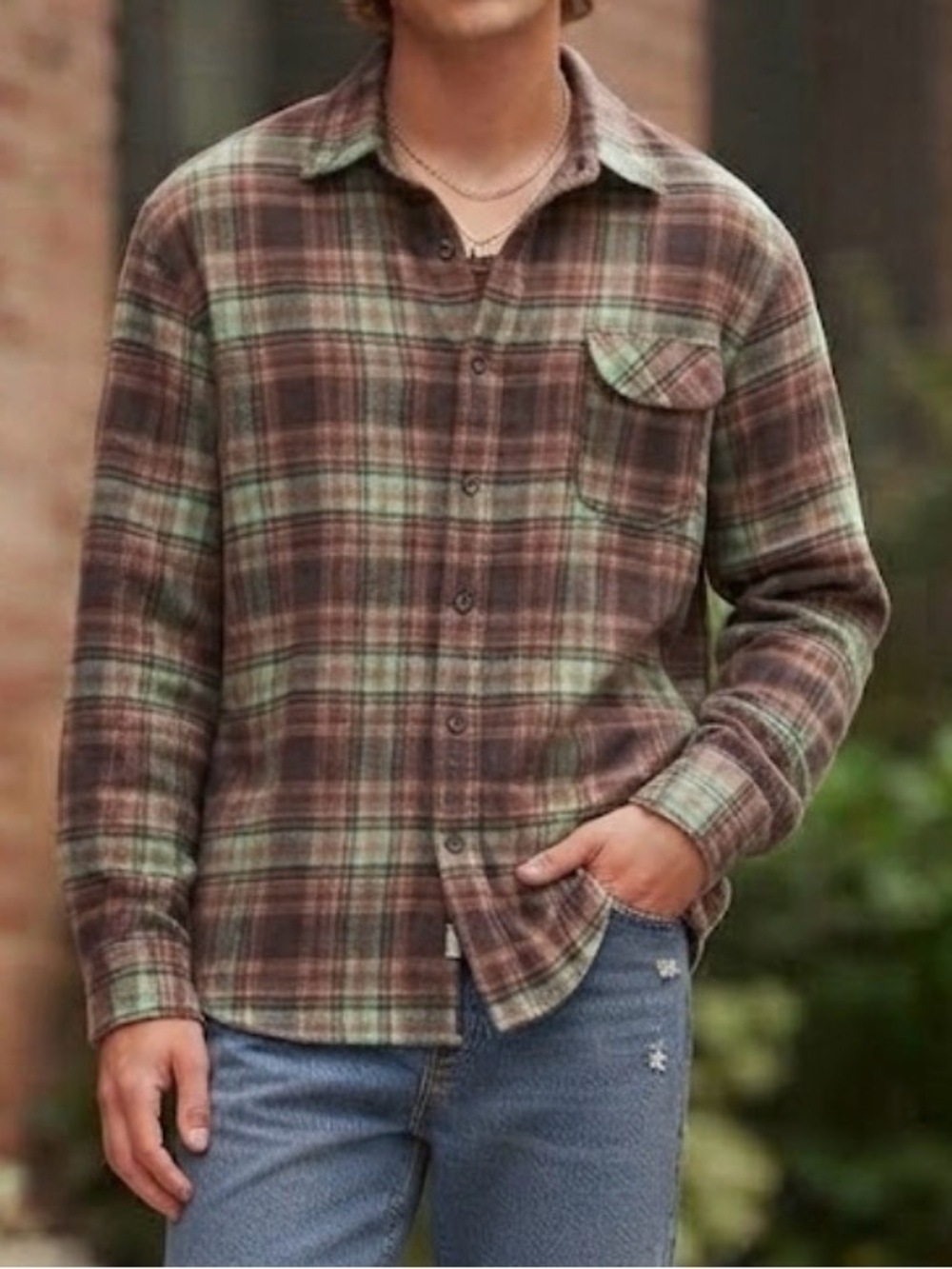 BDG Urban Outfitters Lumberjack Flannel Button Down Shirt Brown oversized Small